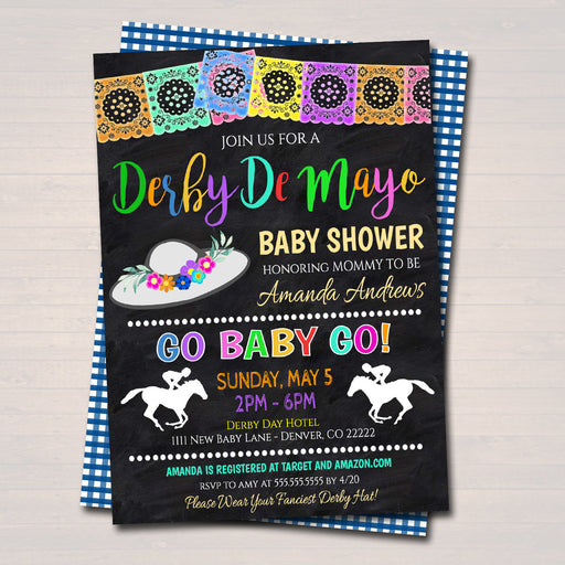 Editable Cinco De Derby Fiesta Nacho Average Baby Shower Invitation Chalkboard Printable Baby Sprinkle Couples Party Invite INSTANT DOWNLOAD