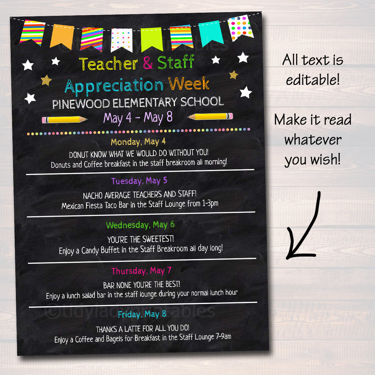 Teacher Appreciation Week Schedule Of Events Printable — TidyLady ...