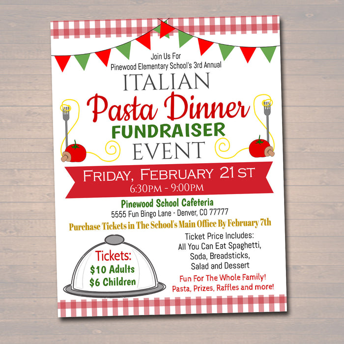 spaghetti dinner fundraiser template