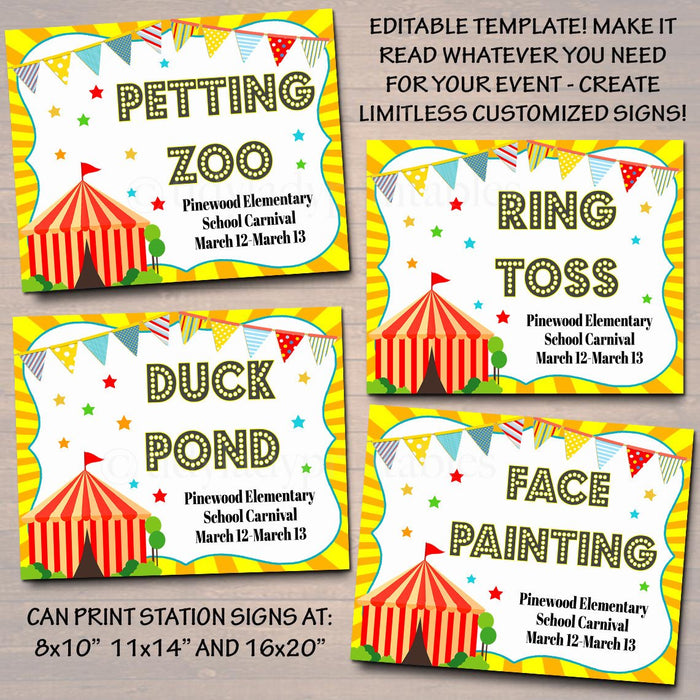 School Carnival Theme Signs & Decor | TidyLady Printables school-carnival-theme-signs-decor-tidylady-printables