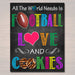 Printable Cookie Booth Sign, All The World Needs is Football, Love and Cookies, Digital Superbowl Cookie Booth Decor Banner INSTANT DOWNLOAD