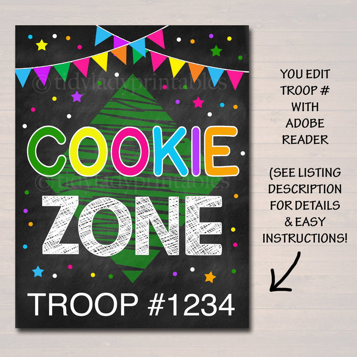 Cookie Booth Sign, Cookie Zone Sign, Printable Cookie Drop Banner, Cookie Booth Poster, Cookie Sale,  Fundraiser Booth Idea