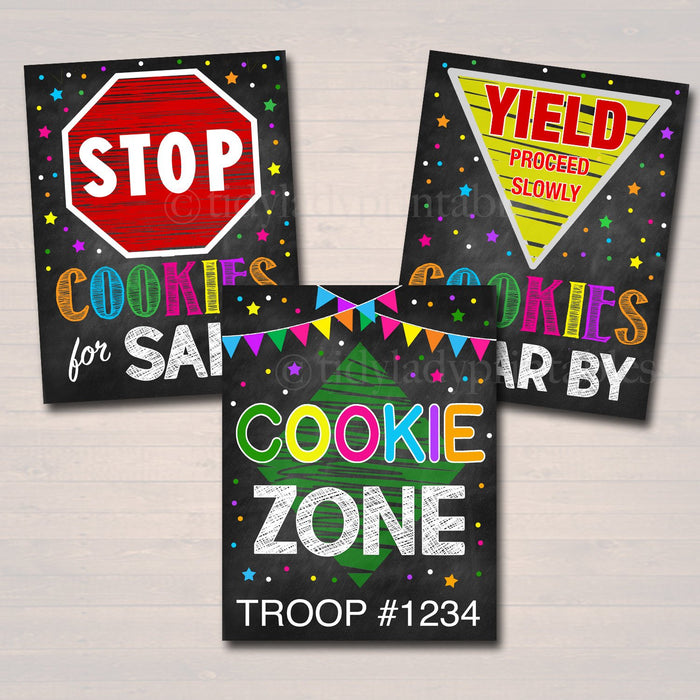Cookie Booth Sign, Stop Cookies Sold Here, Printable Cookie Drop Banner, Cookie Booth Poster, Cookie Sale,  Fundraiser Booth