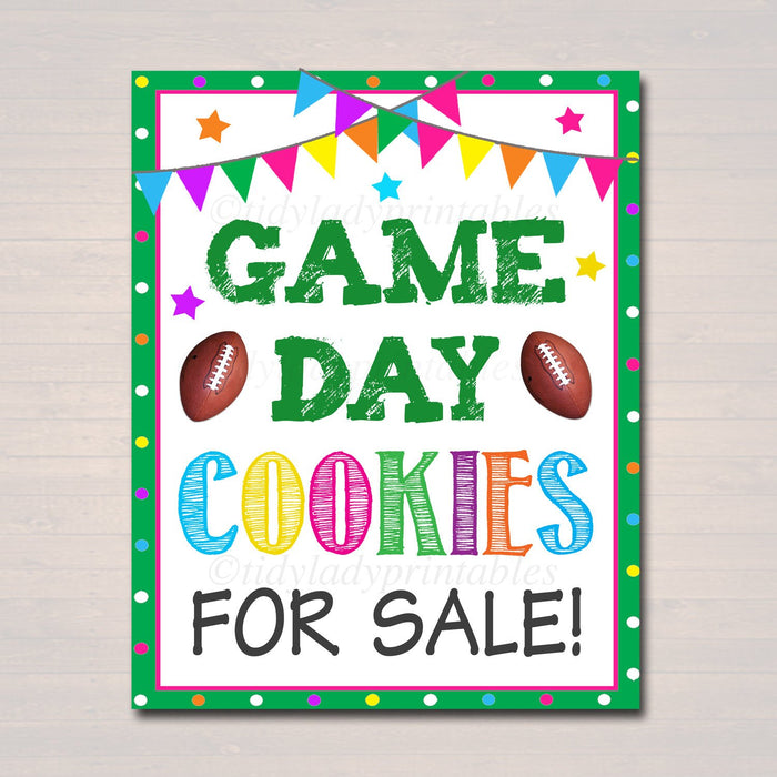 Printable Cookie Booth Sign, Football Game Day Cookies For Sale, Cookie Poster, Digital Superbowl Cookie Booth Decor Banner INSTANT DOWNLOAD