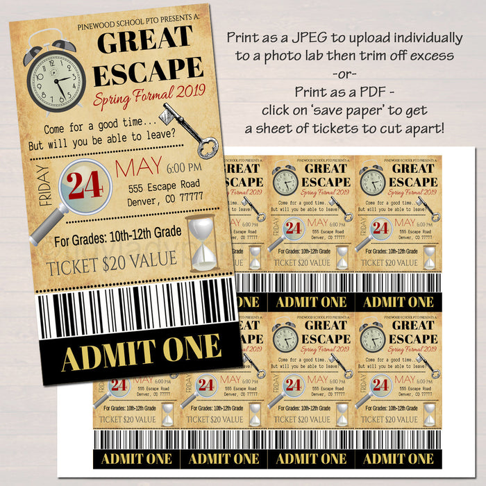 Escape Room Invite, Flyer, Ticket Set | TidyLady Printables escape-room-invite-flyer-ticket-set-tidylady-printables