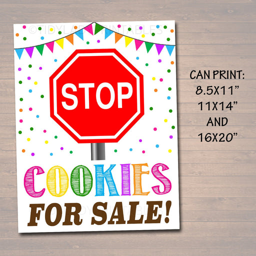 Cookie Booth Sign, Stop Cookies Sold Here, Printable Cookie Drop Banner, Cookie Booth Poster, Cookie Sale, INSTANT DOWNLOAD Fundraiser Booth
