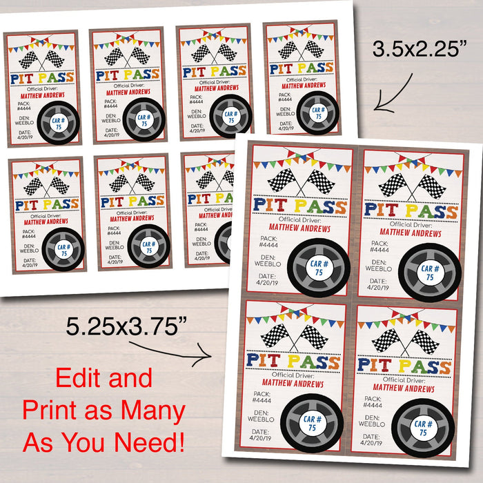 Derby Pit Passes INSTANT + Boy Scout Printable, Cub Scouts, Pack Meeti — TidyLady Printables derby-pit-passes-instant-boy-scout-printable-cub-scouts-pack-meeti-tidylady-printables