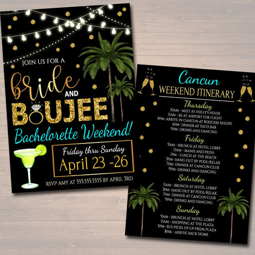 EDITABLE Bachelorette Party Invitation Bride and Boujee, Spring Break Girls Weekend Party Invite, Palm Beach Final Fiesta INSTANT DOWNLOAD