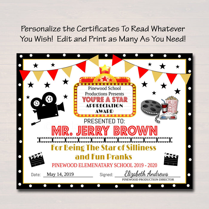 teacher-appreciation-hollywood-printable-award-certificates-tidylady-printables for Free Printable Parent Appreciation Certificates Teacher Appreciation Hollywood Printable Award Certificates — TidyLady Printables for Free Printable Parent Appreciation Certificates