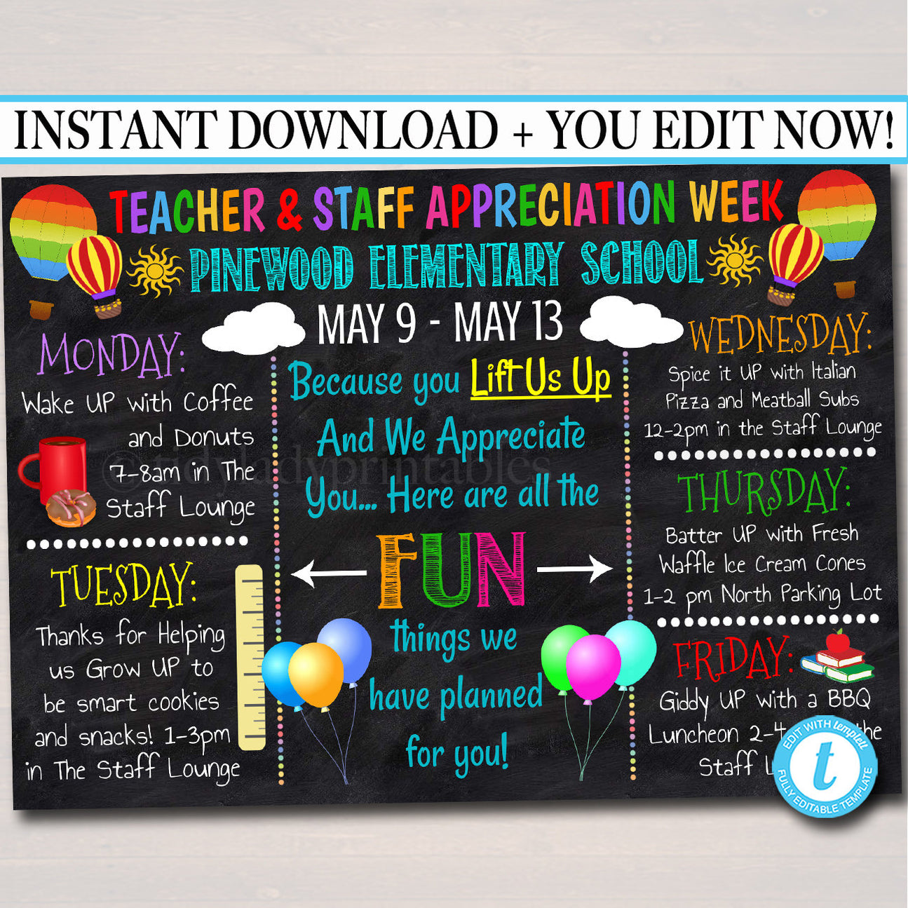 Lift Us Up Theme - Teacher Appreciation Week Events Poster — TidyLady ...