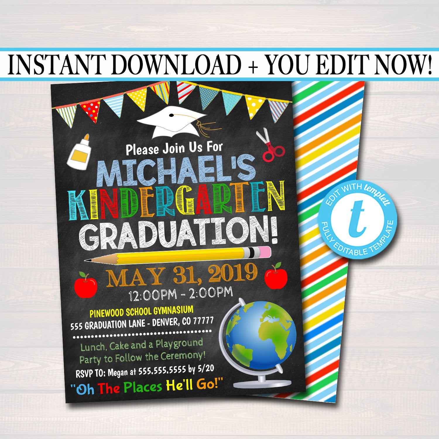 elementary-school-graduation-invitation-tidylady-printables for Free Printable Kindergarten Graduation Invitations Elementary School Graduation Invitation | TidyLady Printables for Free Printable Kindergarten Graduation Invitations