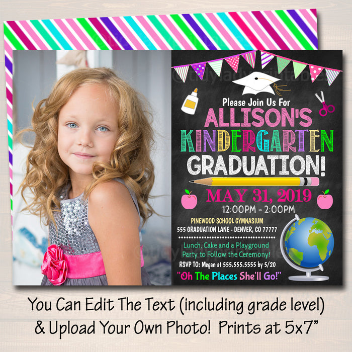 Graduation Invitation Chalkboard Printable Kindergarten Preschool Pre K Graduate School Graduation Ceremony Invite