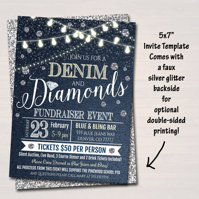 Denim and Diamonds Benefit Fundraiser Invitation