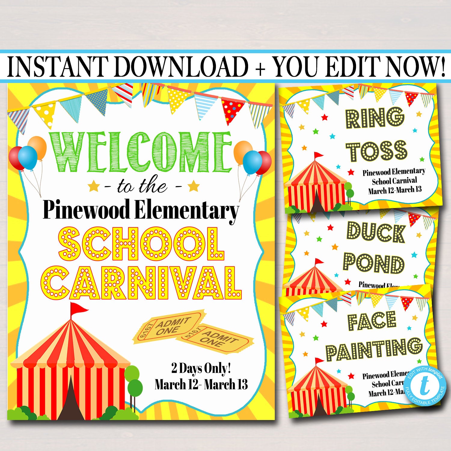 school-carnival-theme-signs-decor-tidylady-printables for Carnival Party Signs Printable Free School Carnival Theme Signs & Decor | TidyLady Printables for Carnival Party Signs Printable Free