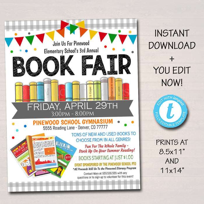 School Book Fair Event Flyer - Editable Template