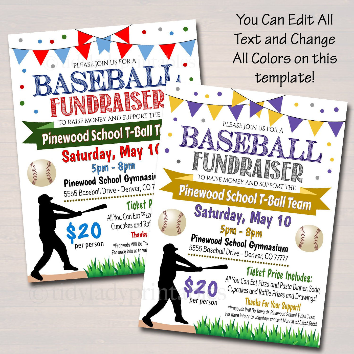 Baseball Team Fundraiser Event Flyer Printable Template — TidyLady ...