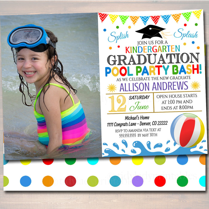 Pool Party Graduation Invitation Printable Kindergarten Preschool Pre K Graduate School Graduation Ceremony Invite