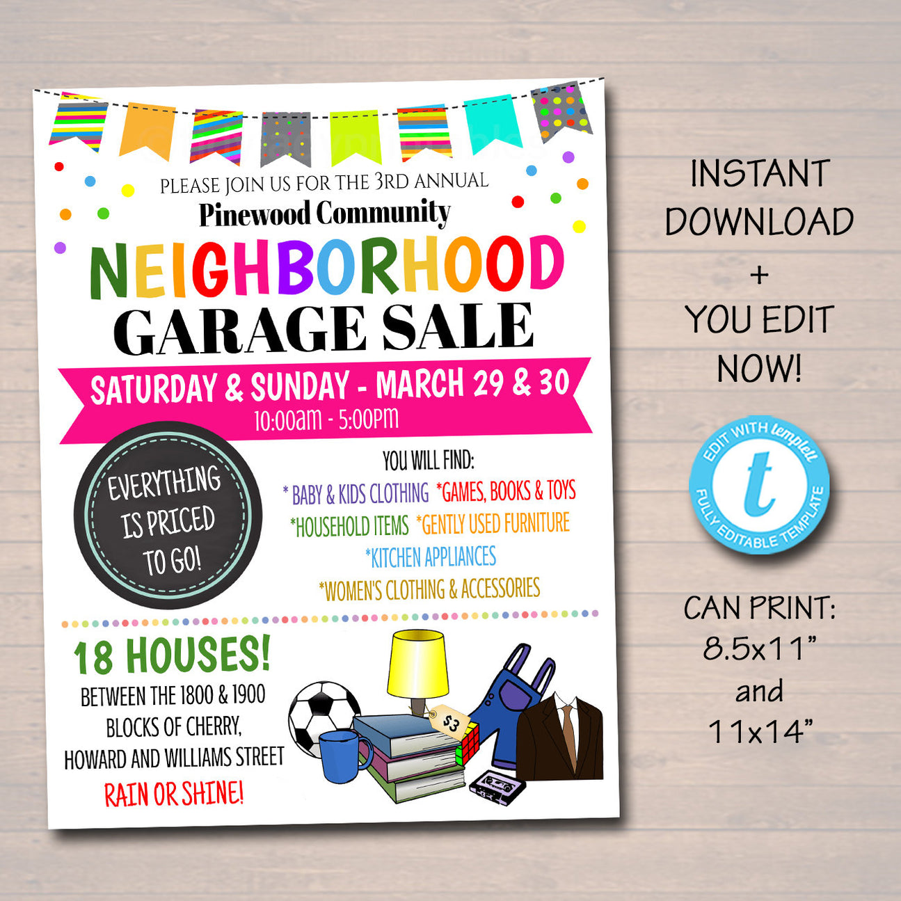 Fillable Rummage Sale Signs Rummage / Garage Sale Flyer Template | TidyLady Printables