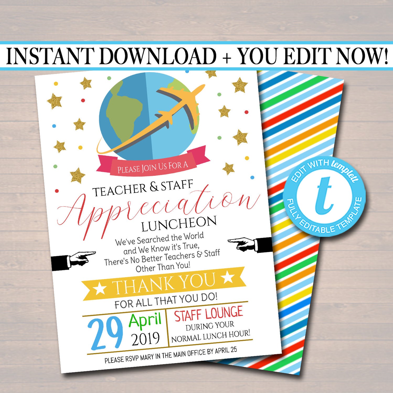 World Theme Teacher Appreciation Luncheon Printable Invite — TidyLady ...