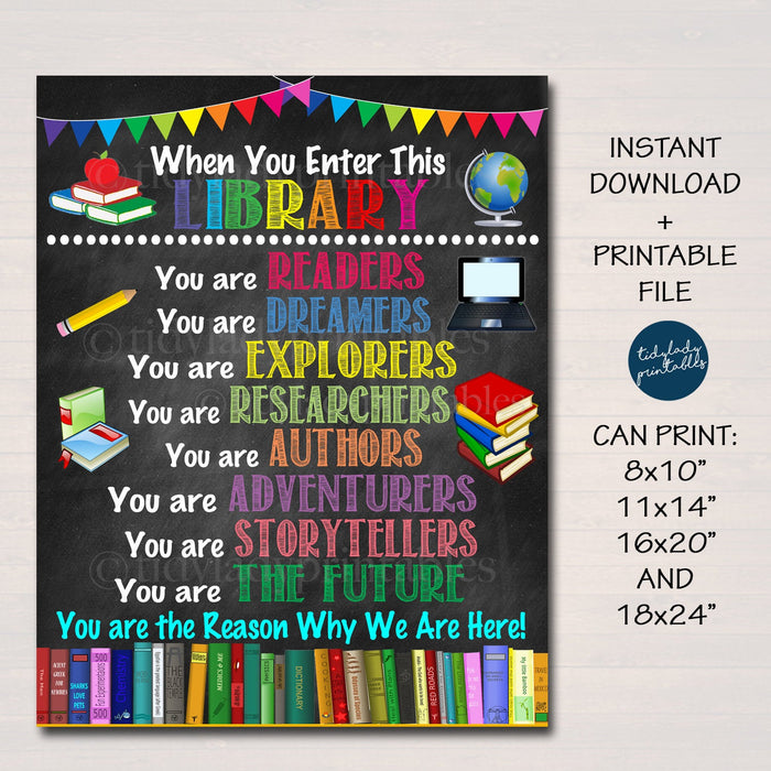 When You Enter This School Library Printable Poster