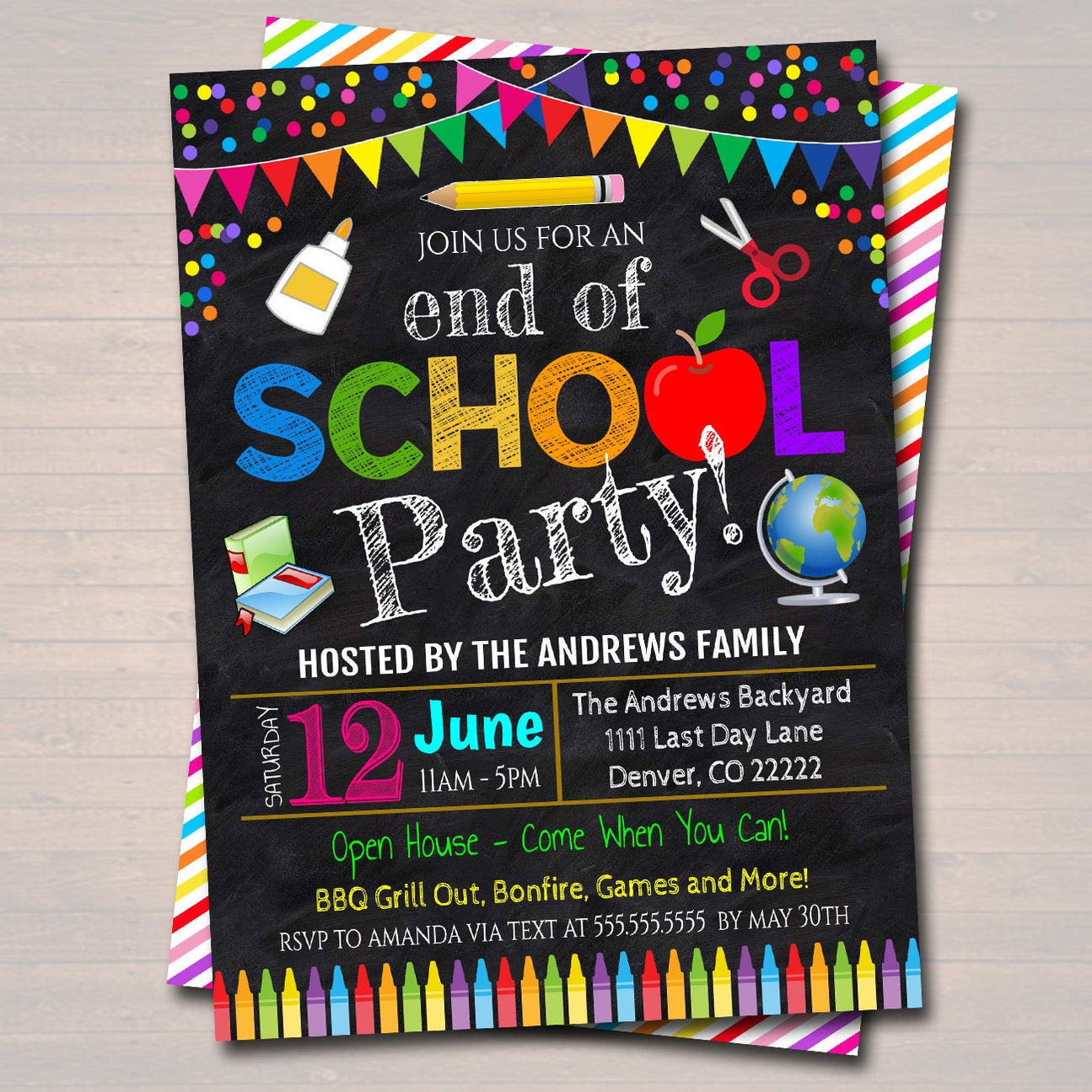 End of School Year Party Invitation - Printable DIY Template — TidyLady ...