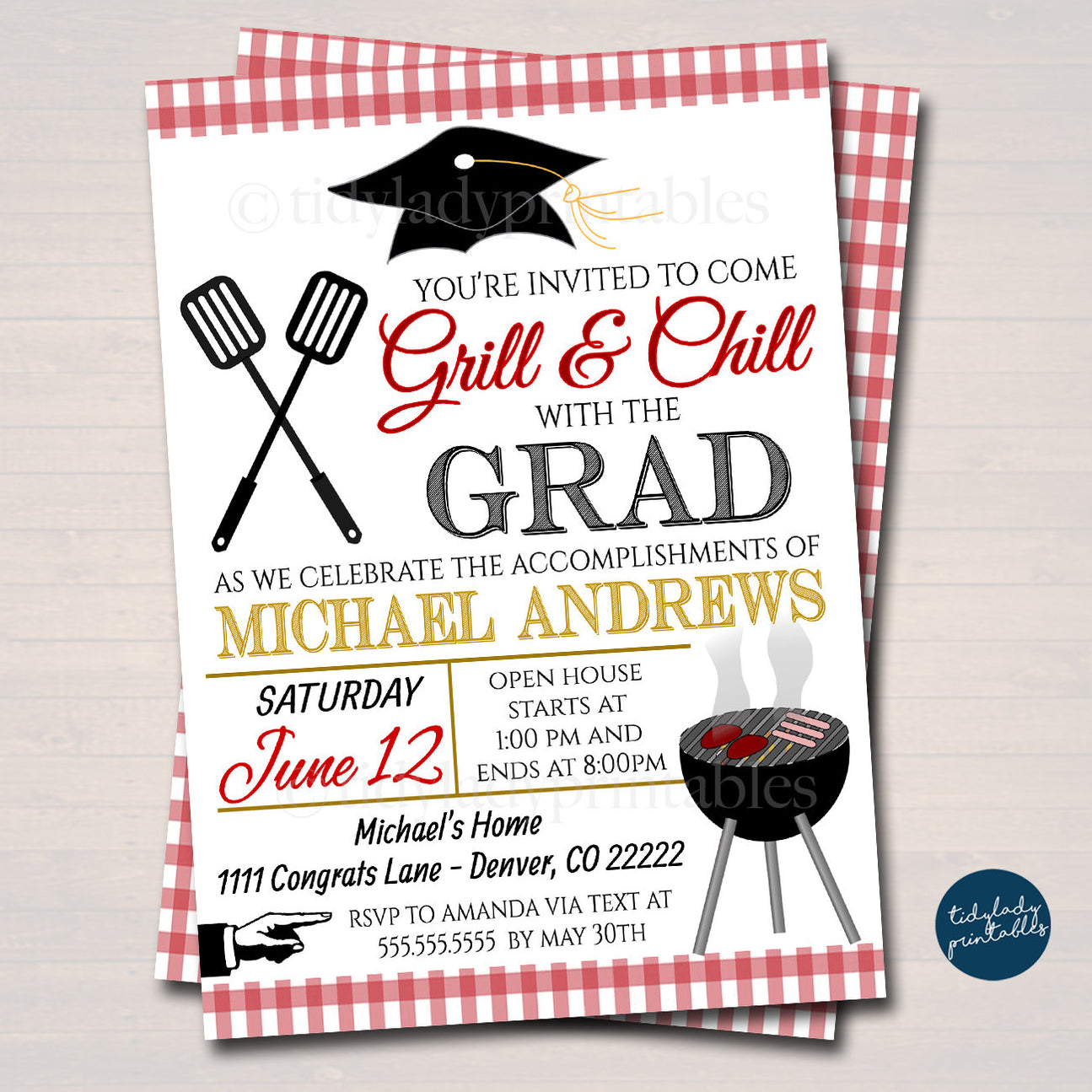 BBQ Graduation Invitation | TidyLady Printables