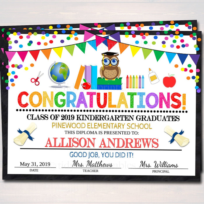 School Graduation Ceremony Set - Invitation, Program Template, Diploma Certificate ANY GRADE