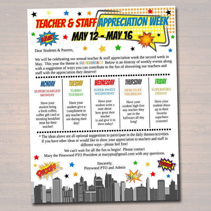 superhero-theme-teacher-appreciation-week-printable-events-tidylady-printables for Superhero Teacher Appreciation Free Printables Superhero Theme Teacher Appreciation Week Printable Events — TidyLady Printables for Superhero Teacher Appreciation Free Printables