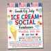 EDITABLE Patriotic Ice Cream Social, Block Party Invite, Fundraiser Summer Party, 4th of July, Memorial Day Flyer Printable INSTANT DOWNLOAD