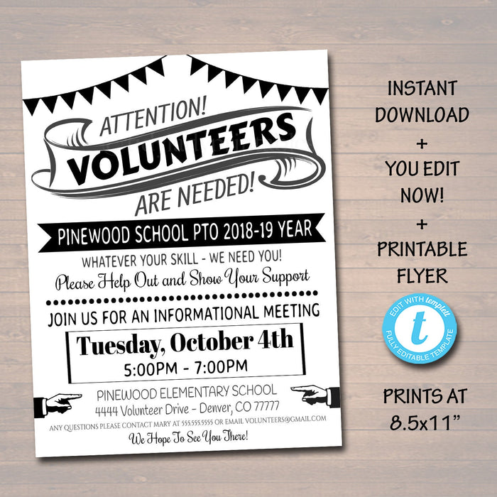 Volunteer Recruitment Flyer, Printable Handout Template