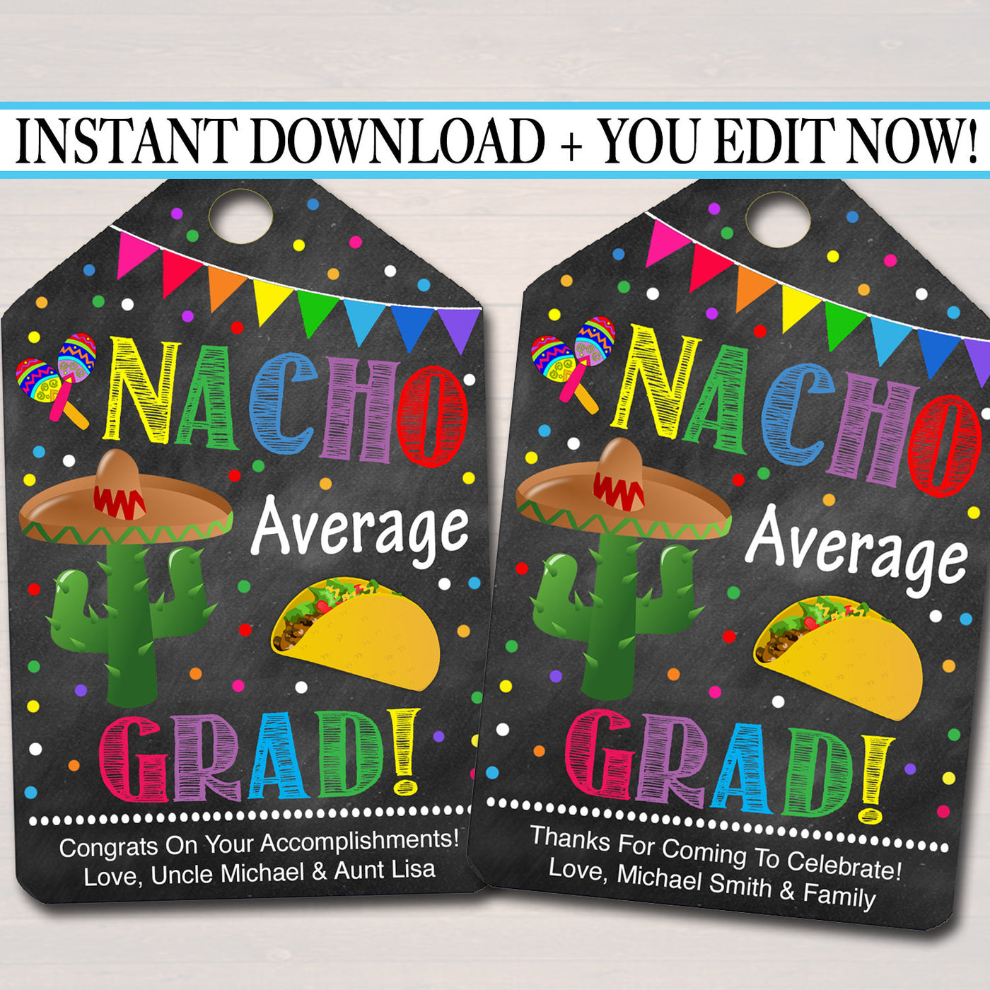 Nacho Average Grad Gift Tag | TidyLady Printables