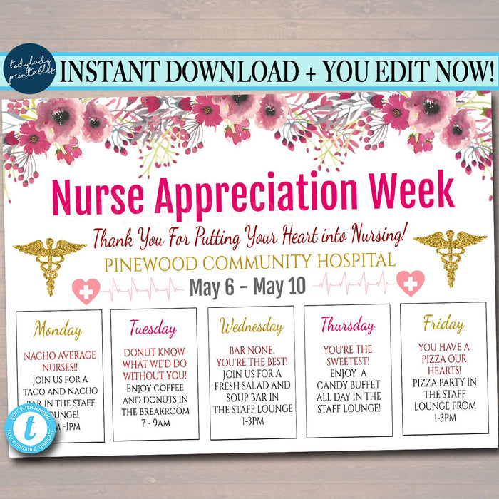 Nurse Appreciation Week Event Calendar | TidyLady Printables nurse-appreciation-week-event-calendar-tidylady-printables