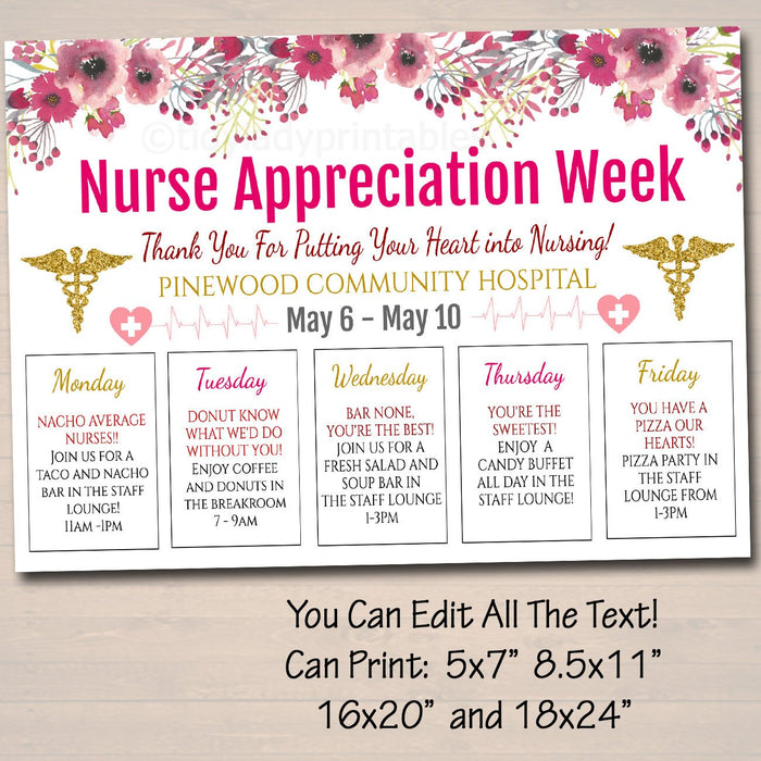 Nurse Appreciation Week Event Calendar | TidyLady Printables nurse-appreciation-week-event-calendar-tidylady-printables