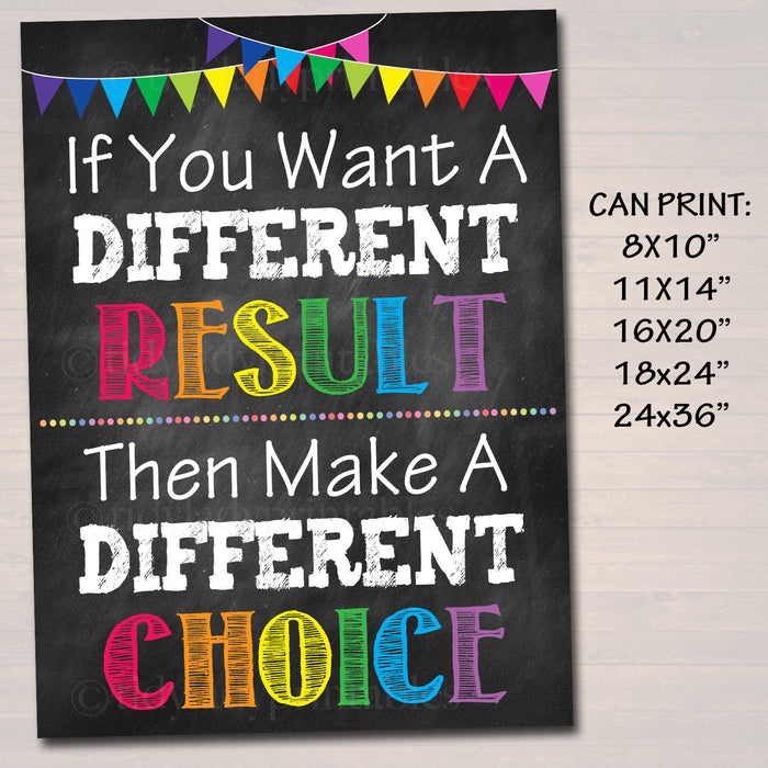 Classroom Decor, Choices Results Consequences Inspirational  Poster, School Counselor, Social Work Office High School Motivational Printable