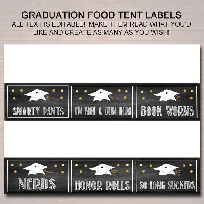 Graduation Food Tent Labels | TidyLady Printables graduation-food-tent-labels-tidylady-printables