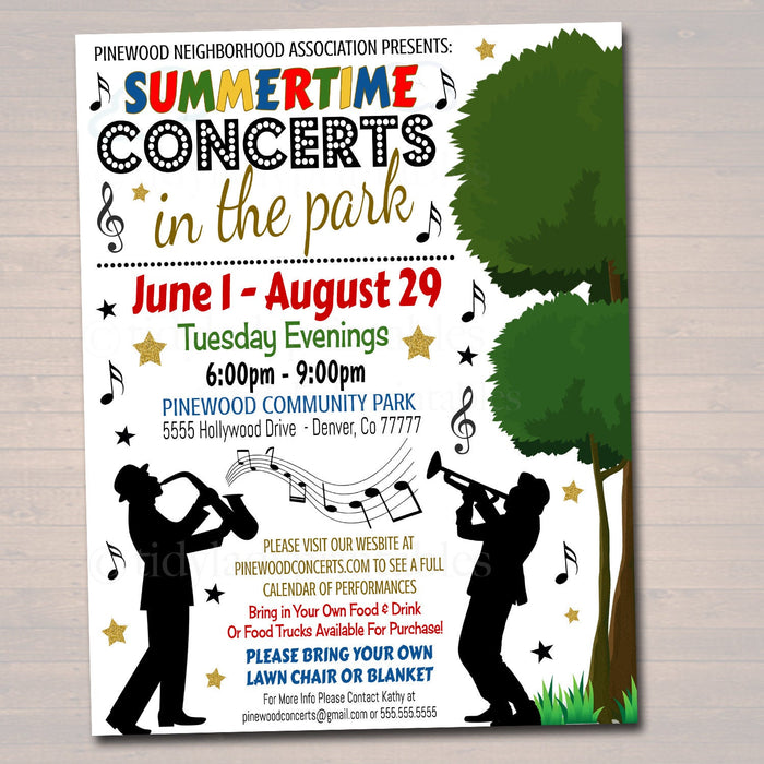 Concert in the Park Printable Flyer Template