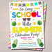 EDITABLE End of School Party Invitation, Printable Digital Invite, Back to School Party, Backyard bbq Party, Teacher Classroom Party Bash