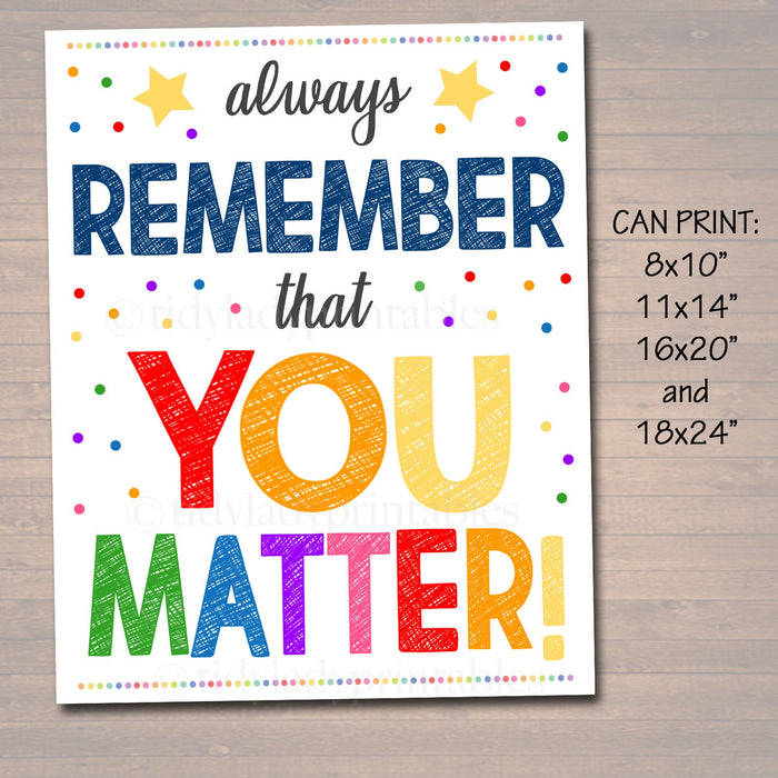 Counseling Office Poster, Counselor Office Decor, Therapist Office, Social Worker Sign, Counselor Gift Self Esteem You Matter Printable Art
