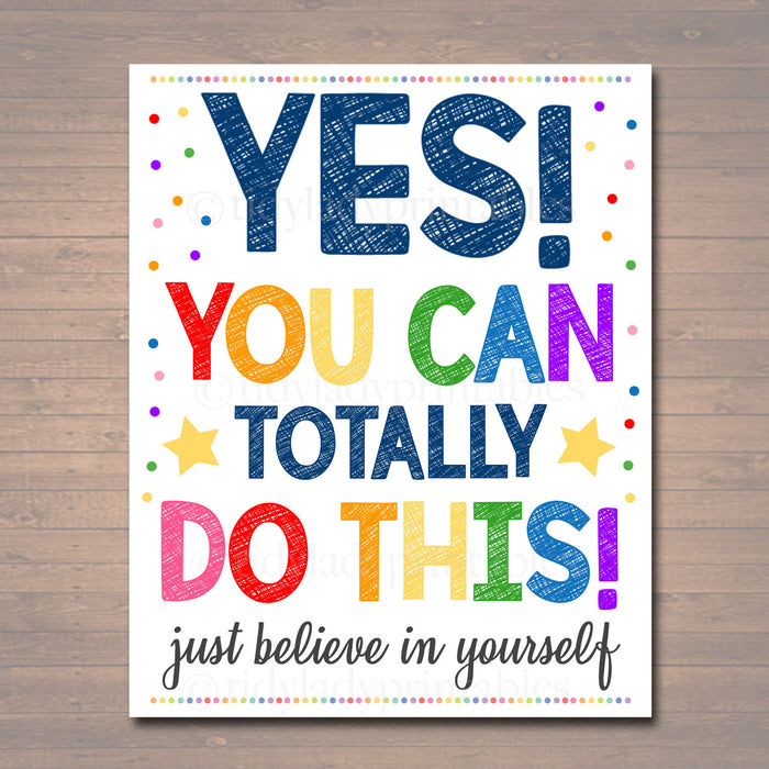 Counseling Office Poster, Teacher Printables, Therapist Office Art, Social Worker Sign, Classroom Poster, Yes You Can! Believe in Yourself!