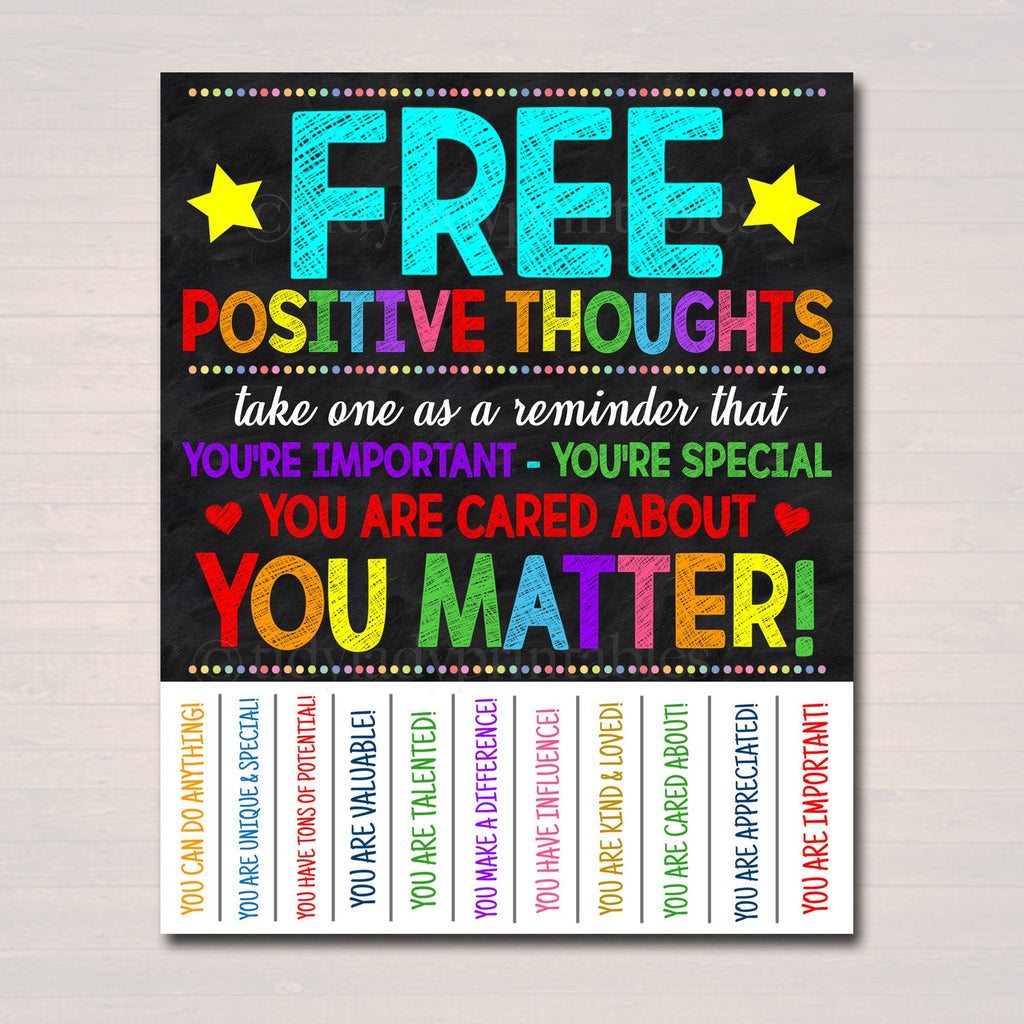 Free Positive Thoughts Take One Printable Free Positive Thoughts Take One Printable