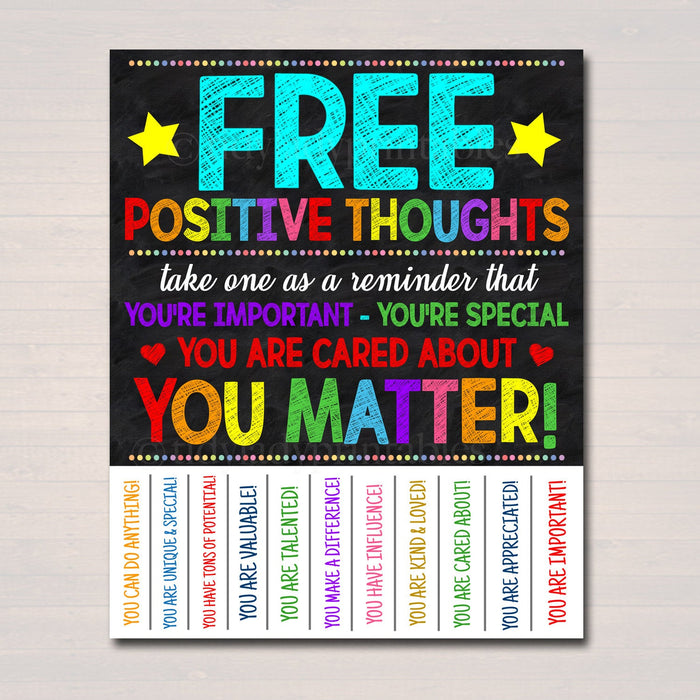 School Counselor Door Sign, Positive Thoughts Tear Off Flyer, Classroom Decor School Counselor Gift, Office Decor Social Worker Psychologist