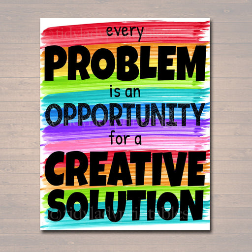 Classroom Decor, High School Social Worker Counselor Office Poster, Every Problem Opportunity For Creative Solution Motivational, Principal