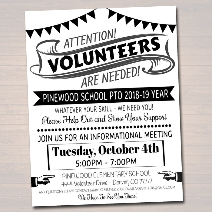 Volunteer Recruitment Flyer, Printable Handout Template