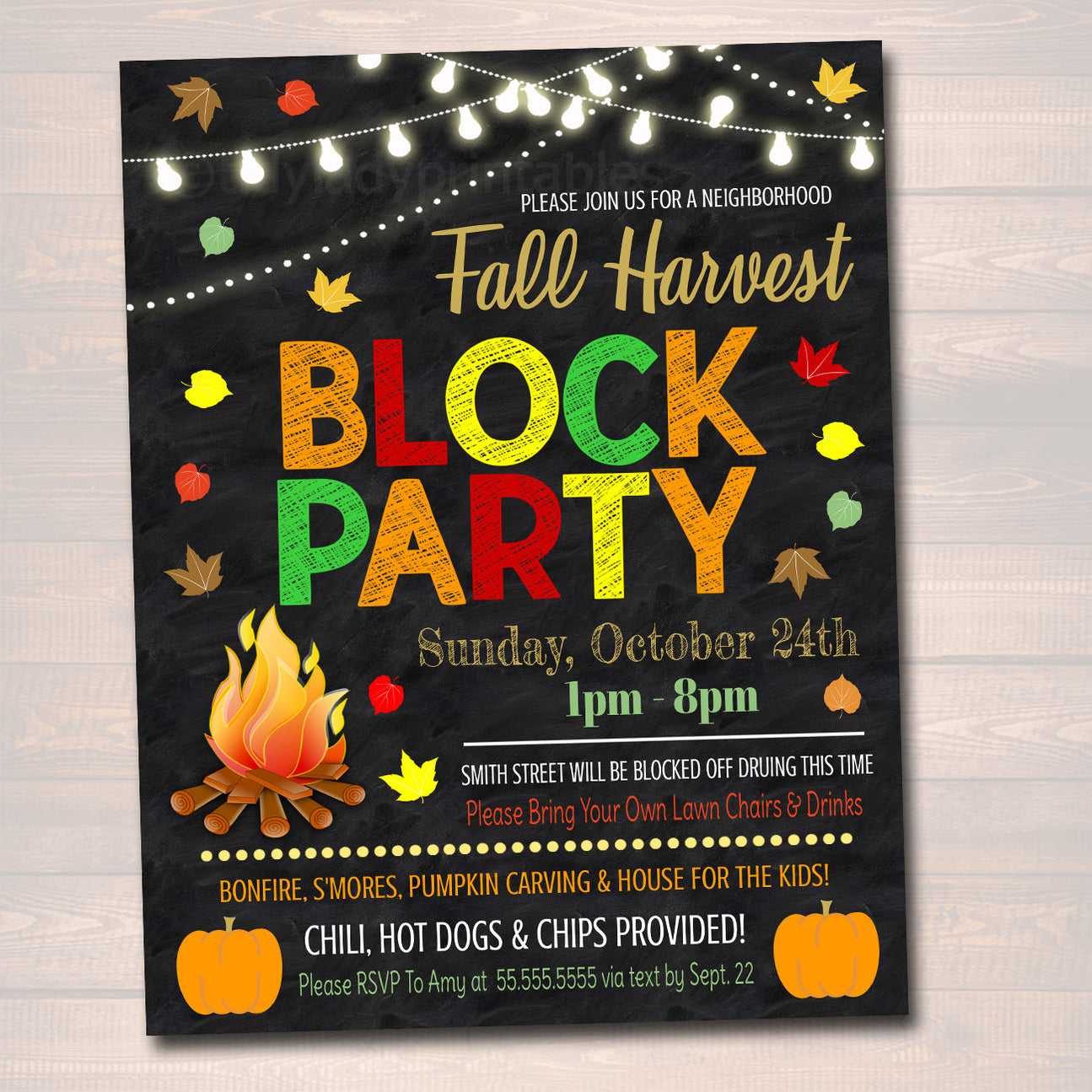 Fall Block Party Festival Harvest Invite | TidyLady Printables