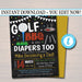Editable Golf and BBQ Baby Shower Invitation Chalkboard Printable Baby Sprinkle, Couples Man Diaper Shower Party Invite, INSTANT DOWNLOAD