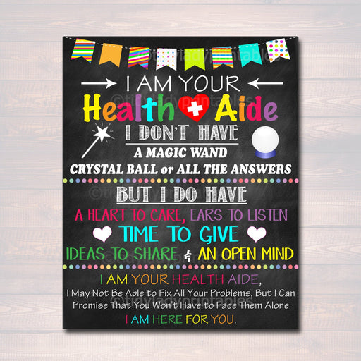 Health Aide Office Decor, I am Your Health Aide Sign Nursing Gift, School Health Office, Health Clinic Printable Wall Art INSTANT DOWNLOAD