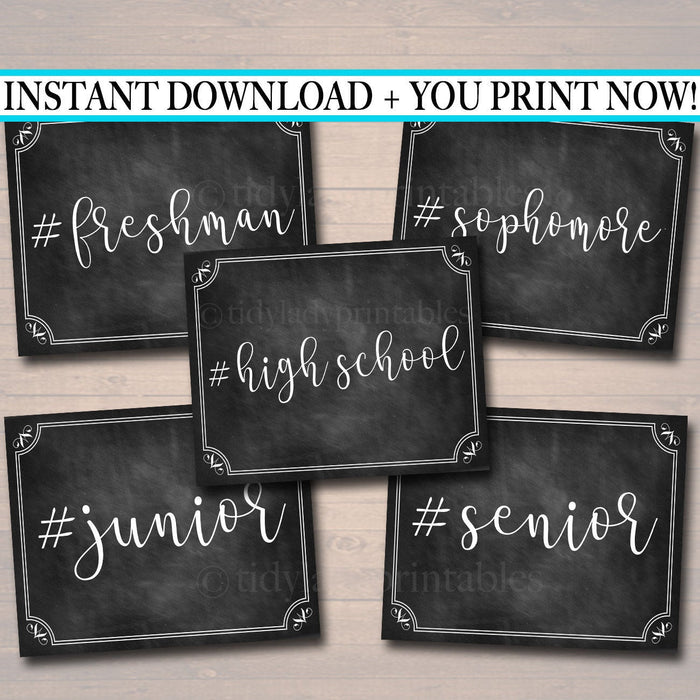 Hashtag High School First Day Of School Chalkboard Printable Signs