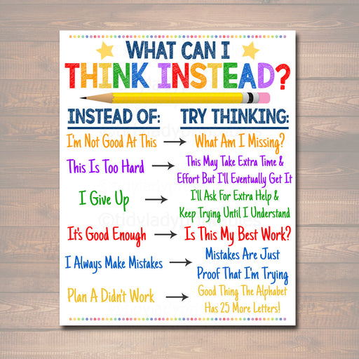 Classroom Decor, What Can I Think Instead Classroom Poster, Counselor Office Poster, Social Work Office Art, Educational Motivational Poster