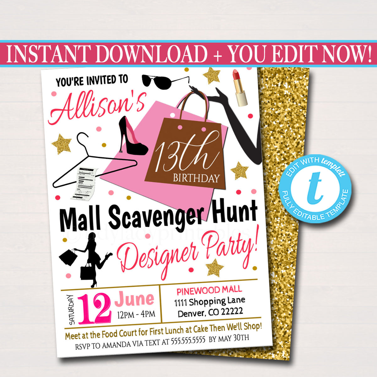 mall-scavenger-hunt-party-tween-teen-birthday-party-invitation-birth-tidylady-printables for Free Printable Mall Scavenger Hunt Mall Scavenger Hunt Party, Tween Teen Birthday Party Invitation, Birth — TidyLady Printables for Free Printable Mall Scavenger Hunt
