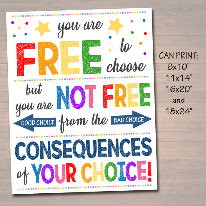 Consequences Poster Inspirational Art - Counselor Office Poster, Social Work Office Art, High School Motivational Poster Art